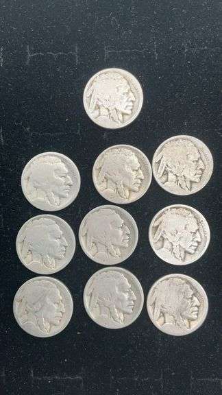 Ten Buffalo nickels