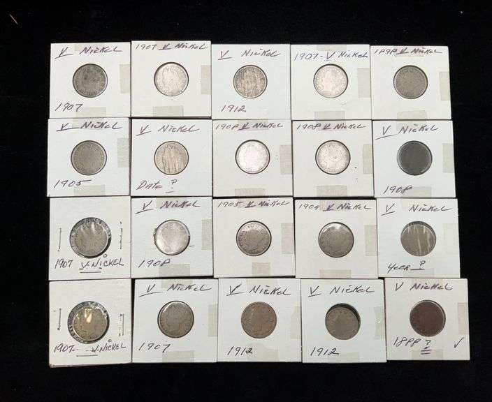 Lot of 20 US Liberty V Nickels - 1888 - 1912