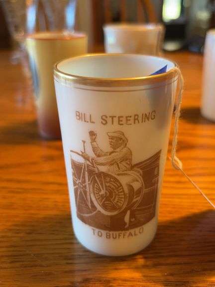 1916 Shriner convention souvenir milk glass tumbler