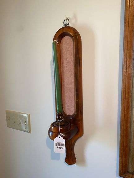 Pair of wooden wall candle sconces