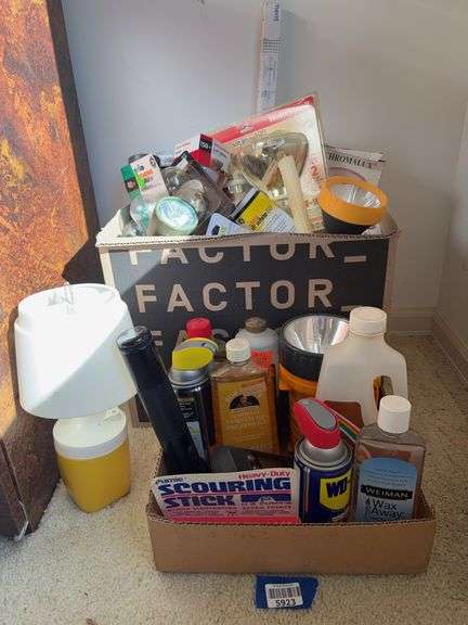 Various lightbulbs, battery lamps, flashlight, household products,