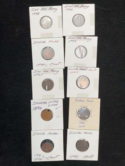 Lot of 10 Indian Cents - 1896 - 1900
