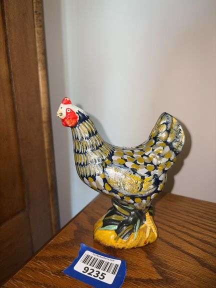 Cast iron rooster still bank