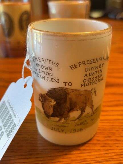 1916 Shriner convention souvenir milk glass tumbler