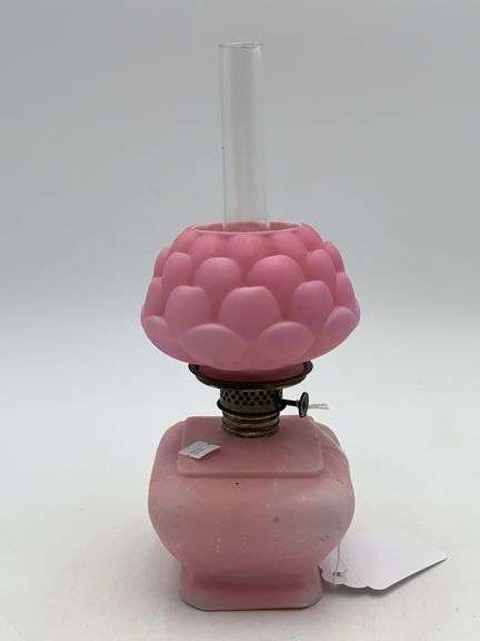 Pink satin glass miniature oil night light