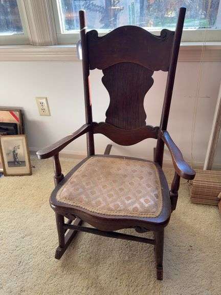 Turn-of-the-century rocking chair w/ upholstered seat
