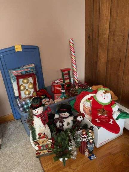 Christmas decor, snowmen, ornaments, gift wrap