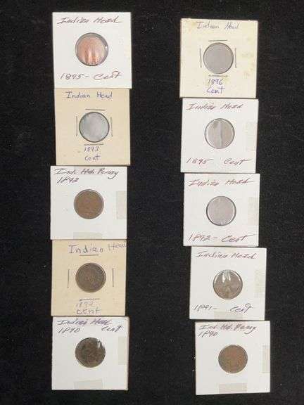 Lot of 10 Indian Cents - 1890 - 1896