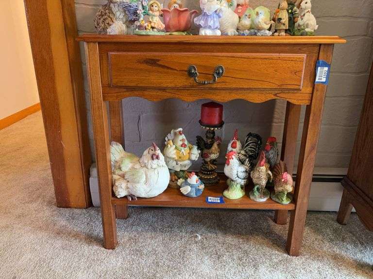 2-tier oak stand w/ drawer - no contents 28x10x28 - MUST COME DURING LAST 2 HOURS OF PICKUP FOR THIS ITEM