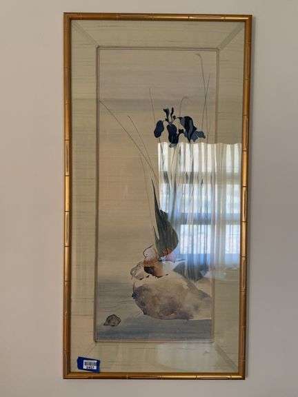 Framed water color after Japanese print ‘85 by Anne Gobin