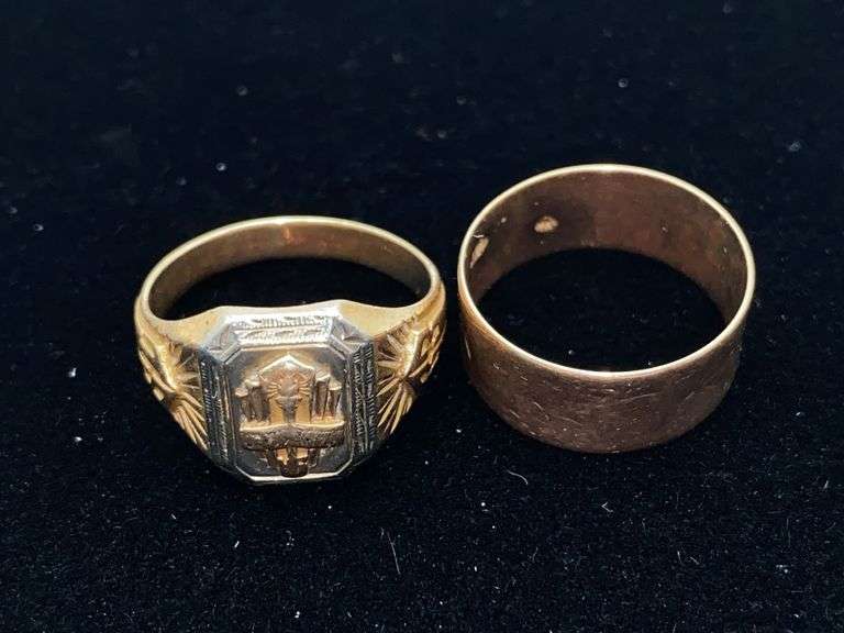 10K gold 1933 class ring and 10K gold band Size 7 and 6.5