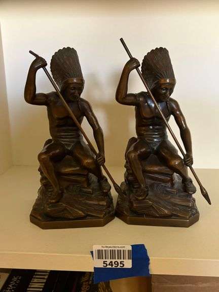 Pair of Carved Native Figures Bookends