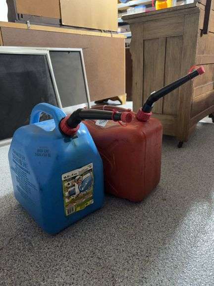 Two Plastic Gas Cans, no contents