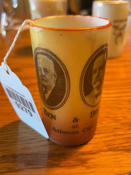 1918 Shriner convention souvenir milk glass tumbler