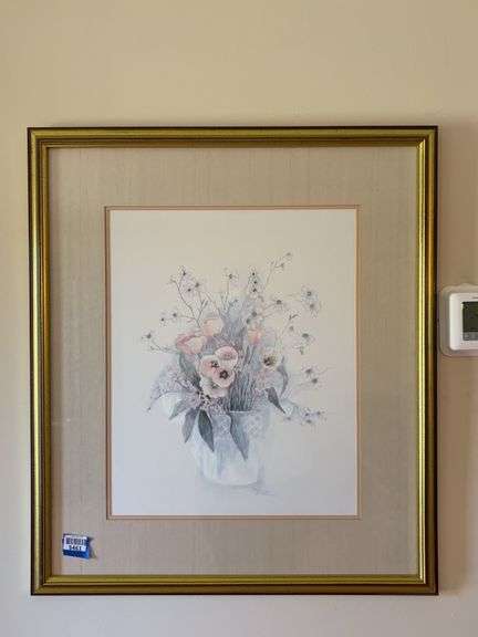 Signed watercolor print 27.5x31