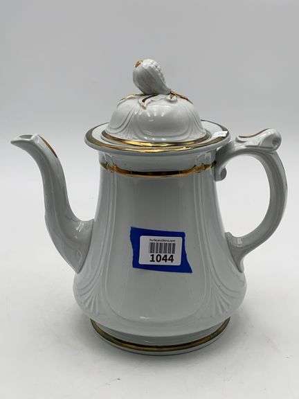 E. WALLEY Niagara shape ironstone teapot w/ luster trim