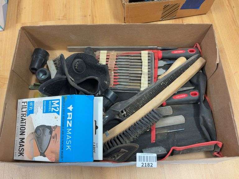 Various brushes, files, filtration mask