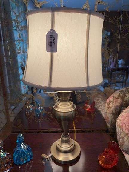 Pair of table lamps w/ fabric shades - by the pc take two