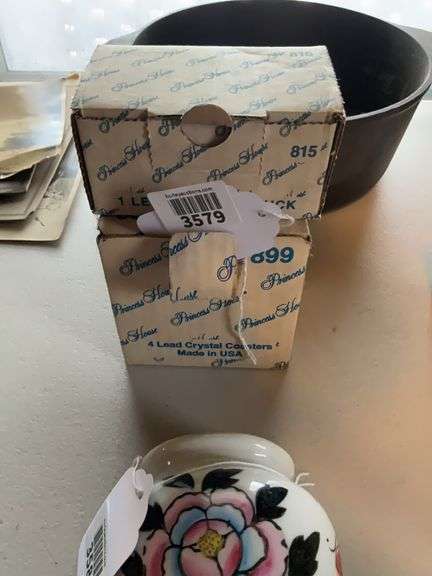 Princess House crystal duck figure and coasters set