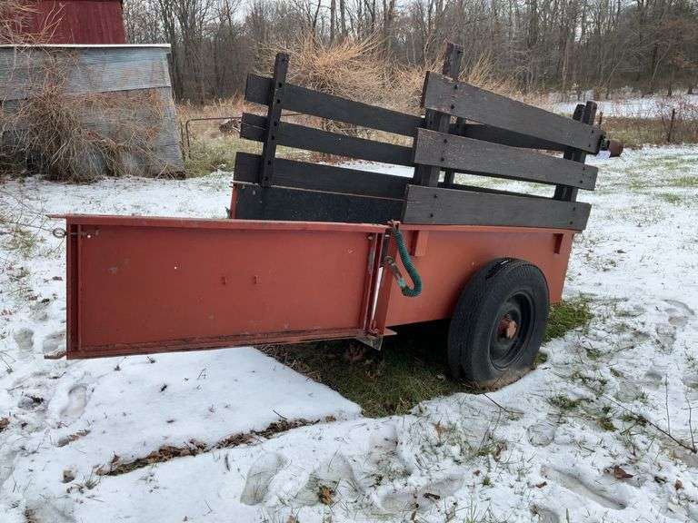 Pull behind stake wagon trailer, 73x52, NO TITLE included