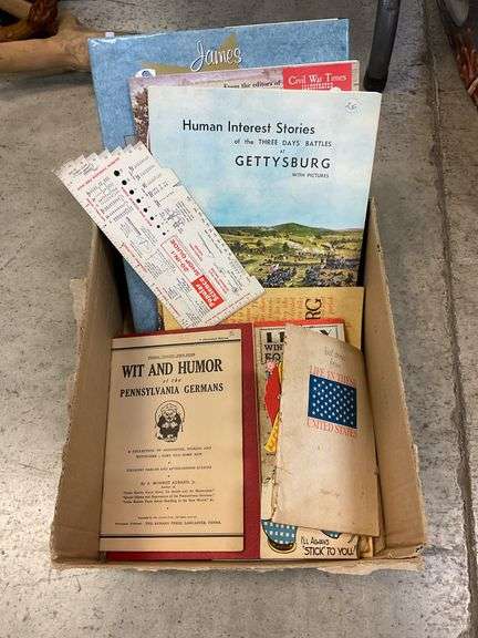 Miscellaneous books to include wit and humor of the Pennsylvania Germans, Gettysburg books, hunting and fishing and camping, and more.