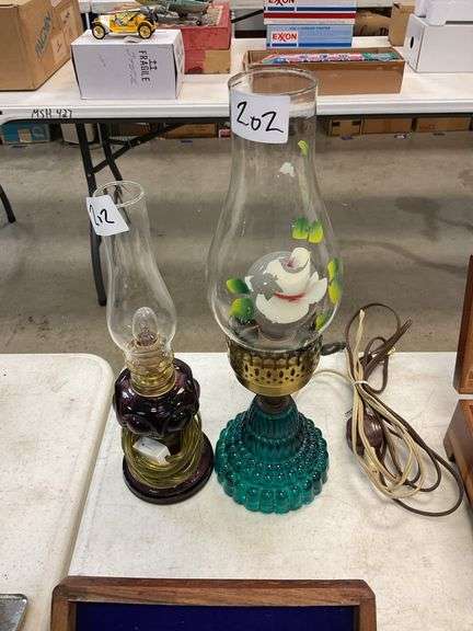 Pair of electric glass lamps