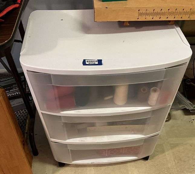 Plastic drawer unit w/ contents: thread, sewing supplies - Hurley Real ...