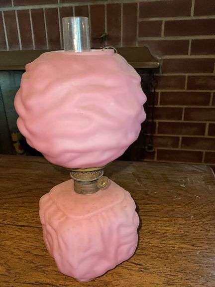 Pink satin glass Drape miniature oil lamp night light