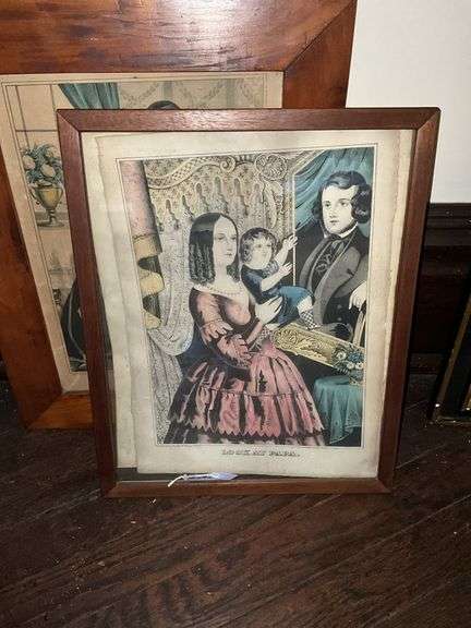 Two hand-tinted lithographs by: N. Currier, J. Baillie, framed 12x15 & 13x17