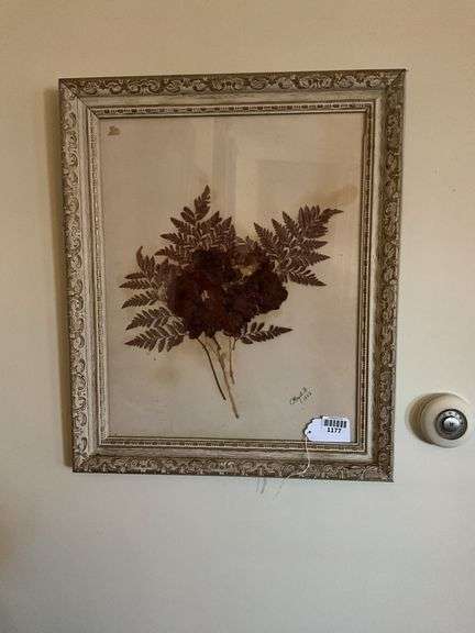 Dried florals, signed Hazel S/ 1968, framed