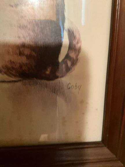 Coby cat print, framed 17.25x14.5