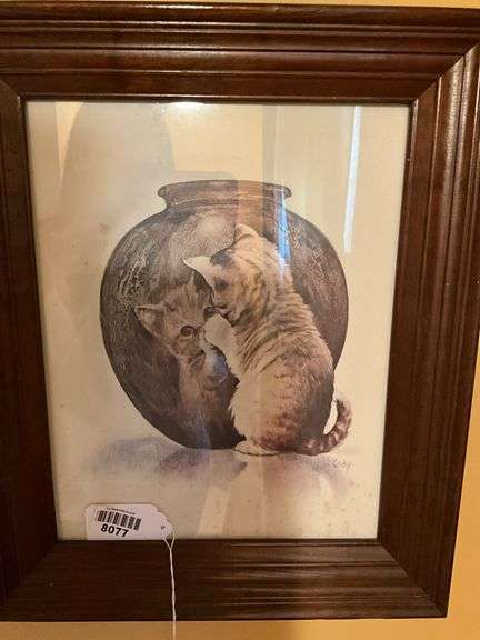 Coby cat print, framed 17.25x14.5