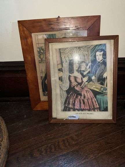 Two hand-tinted lithographs by: N. Currier, J. Baillie, framed 12x15 & 13x17