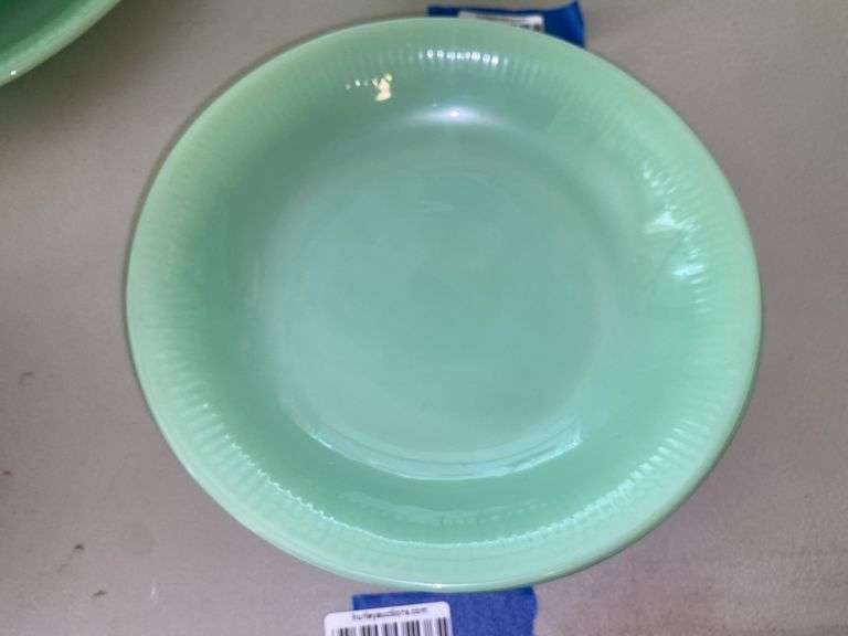 Three Fire King jadeite glass bowls