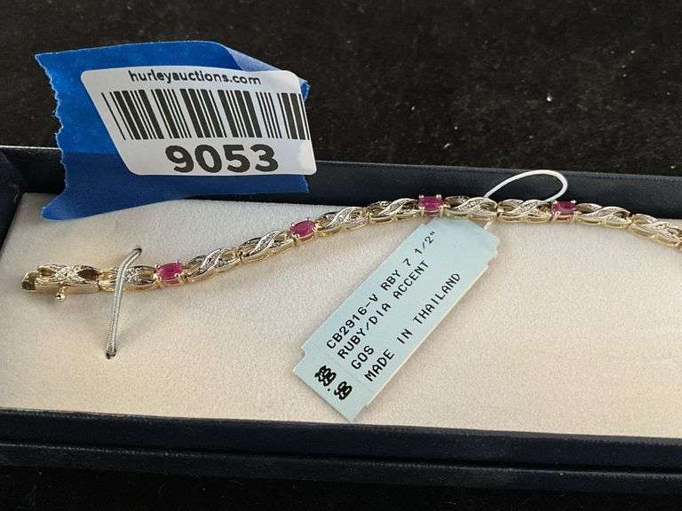 Gold over silver ruby and diamond accent bracelet