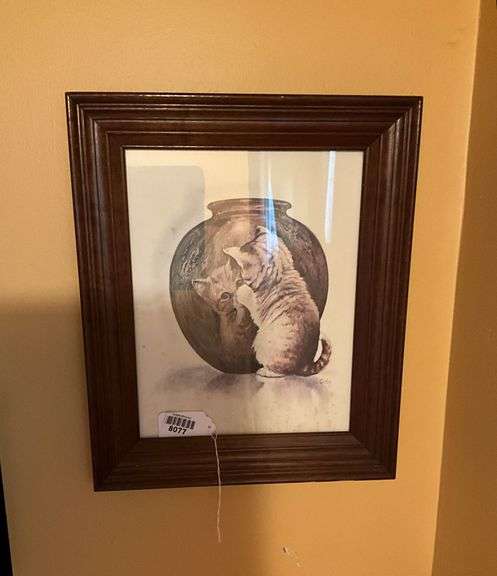 Coby cat print, framed 17.25x14.5