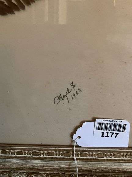 Dried florals, signed Hazel S/ 1968, framed