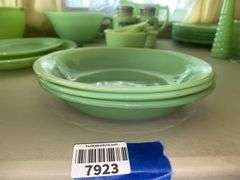 Three Fire King jadeite glass bowls