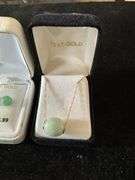 14K gold jade earrings, 10K gold jade pendant