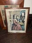 Two hand-tinted lithographs by: N. Currier, J. Baillie, framed 12x15 & 13x17