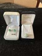 14K gold jade earrings, 10K gold jade pendant