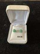 14K gold jade earrings, 10K gold jade pendant