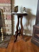 Round white marble top stand - no contents 16x16x28