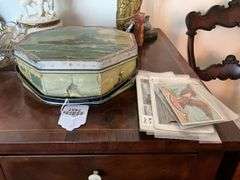 Vintage lithographed battleship tin and related stereoviews and ephemera