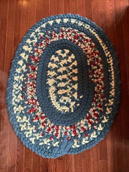 Braided and rag rugs, knitting baskets w/ contents - Hurley Real Estate ...
