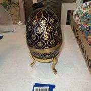 Indian brass egg box on stand