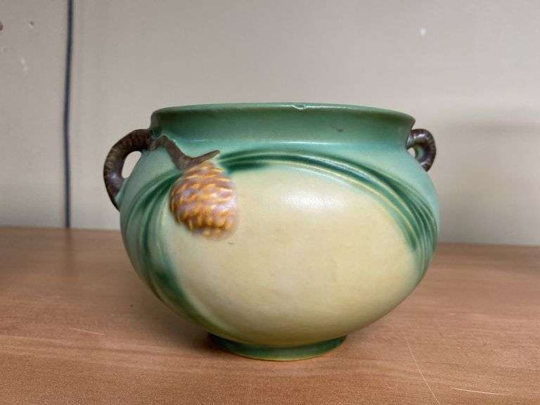 Roseville Pottery green Pinecone bowl