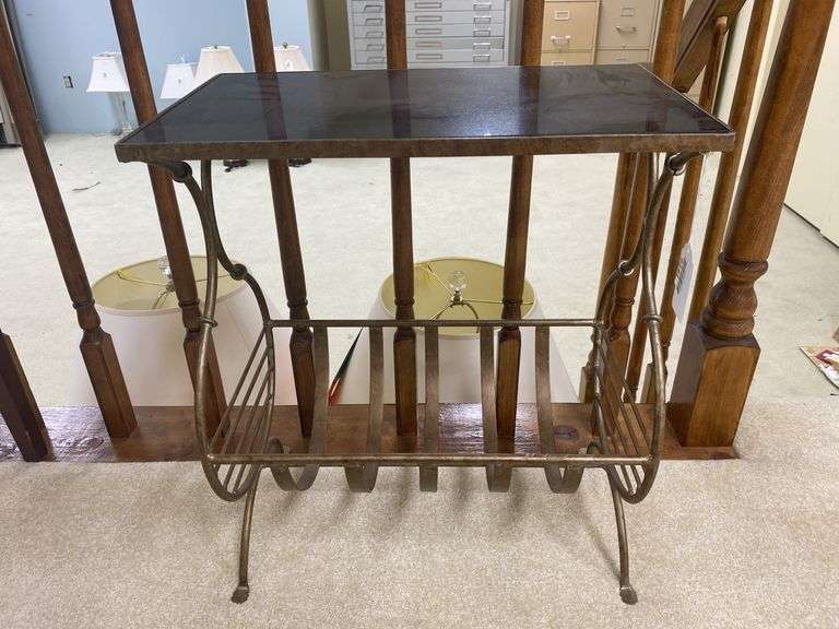 Wrought metal stand w/ magazine rack base 18x10.5x21.5 - Hurley Real ...