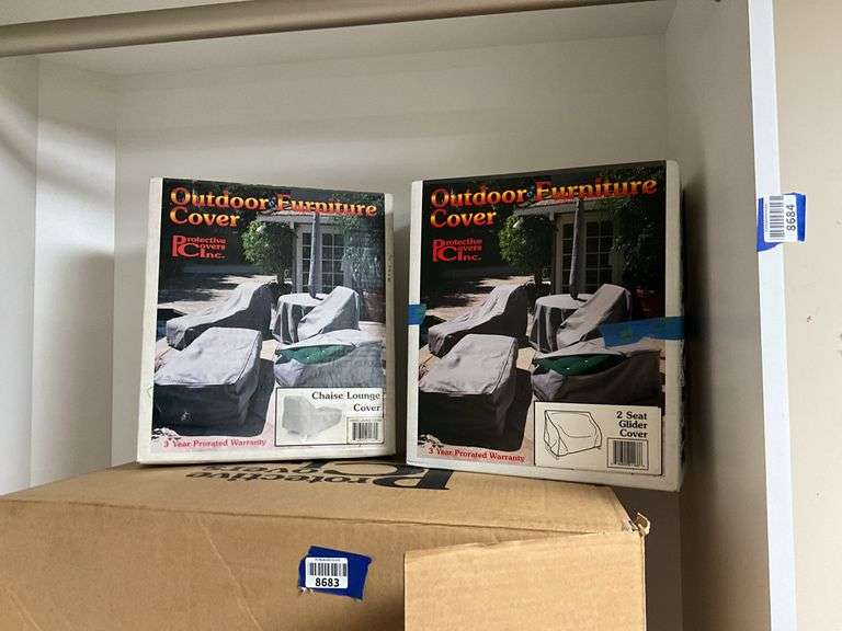New outdoor furniture covers in boxes