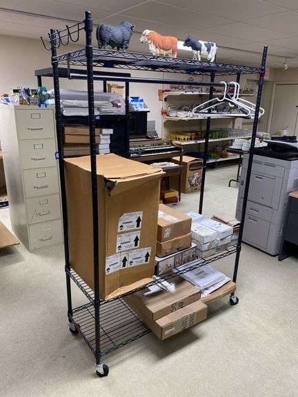 Rolling garment rack/shelf unit - no contents 48x18x75